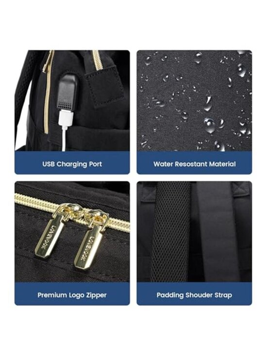 Laptop Backpack Women 15.6 Inch USB Charging 40oz Tumbler Holder Waterproof